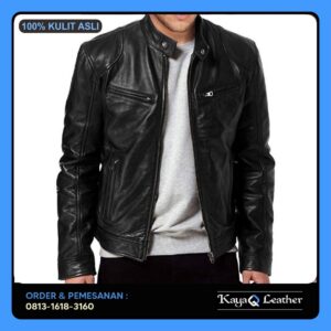 jaket kulit slim fit pria